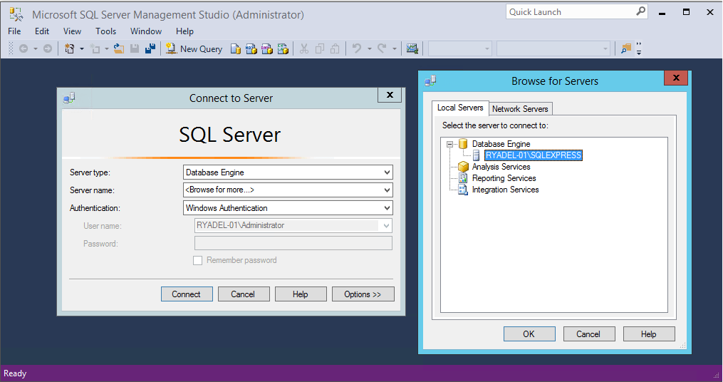 SQL server 2017 panel de control
