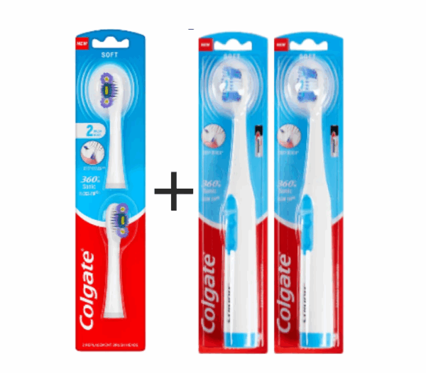 2 Cepillo Colgate Eléctrico 360 Sonic Floss-tip Bateria AA+ Repuesto De Cepillo Colgate 360 Floss-tip 2 Pack